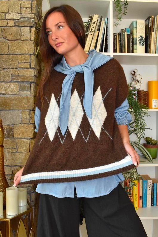 Zeta Otto Argyle Tank Chocolate